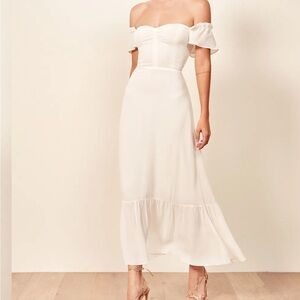 Reformation Butterfly Off-Shoulder Ivory White Dress